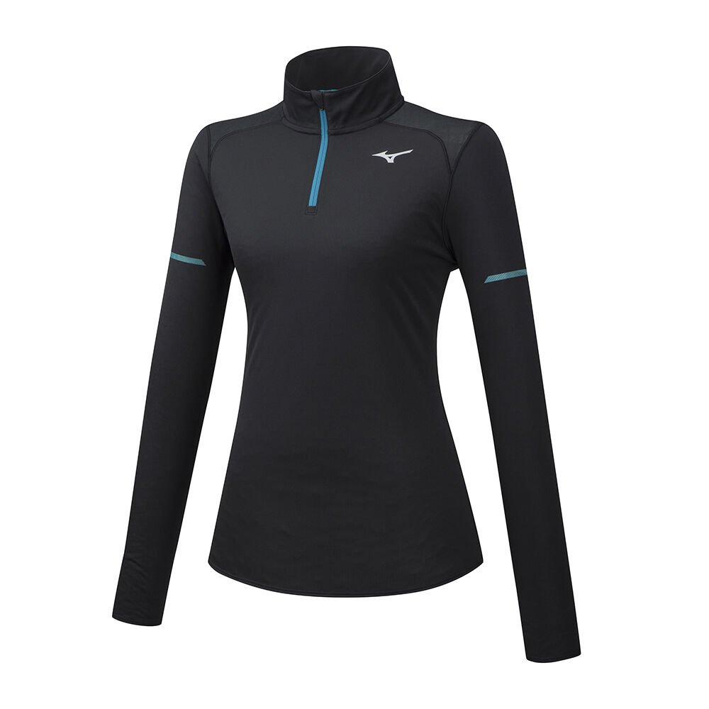 Mizuno Women's Running T-Shirts Black Alpha LS HZ Apparel - J2GA971509